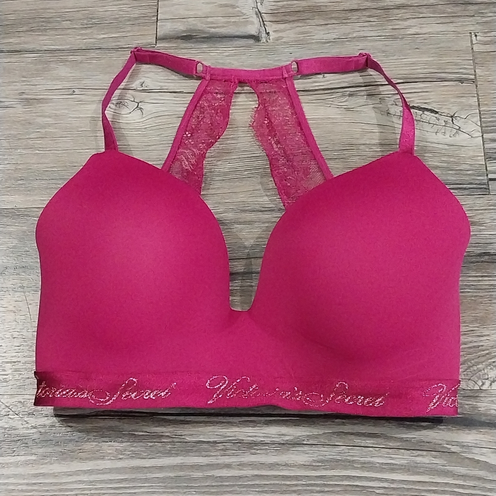 Victoria Secret tshirt Lightly Lined Wireless Bra 32ddd Lace Back Bra